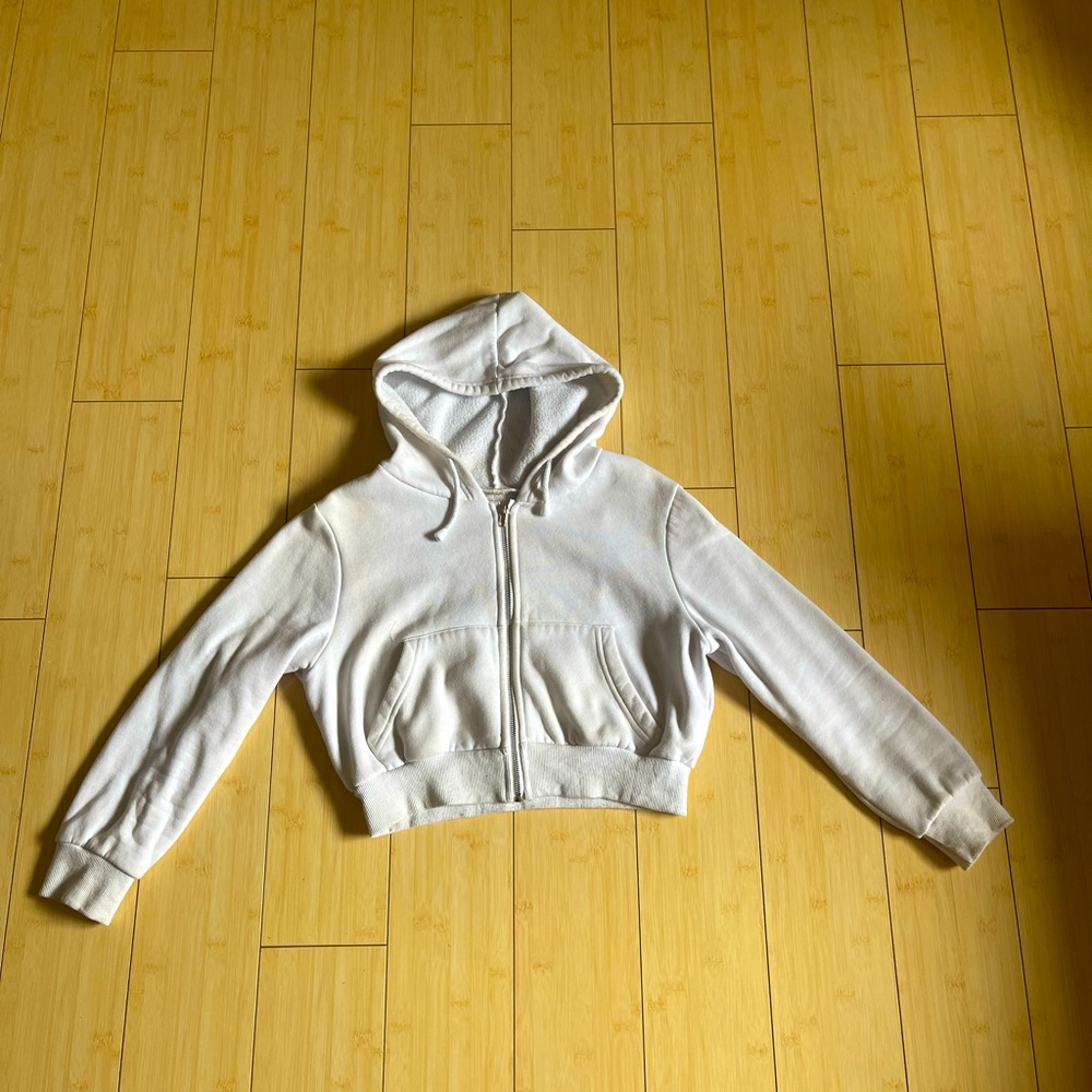 White Cropped Hoodie